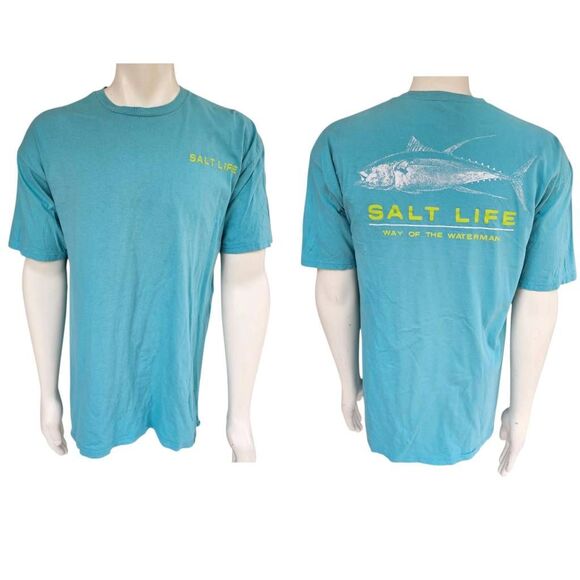 Salt Life XL T-Shirt Blue Graphic Tee Tuna Fish Way of the Waterman Cotton - Picture 1 of 6